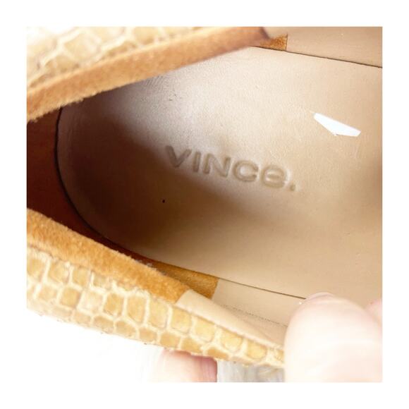 Vince Warren Size 9.5 Tan Women Snake-Embossed Leather Slip-On Platform Sneaker - Picture 10 of 13